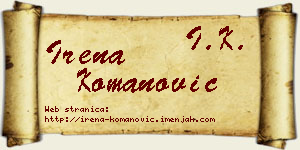 Irena Komanović vizit kartica